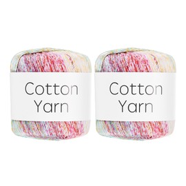 Rebower Cotton Yarn,100% Cotton Soft Knitting Yarn [for Hand DIY Bag Cushion Crocheting Knitting Project Home Decor] -2 Packages of 80g/2.82oz(Per Skein 40g/137yards)/Orange Multicolored