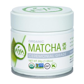 AIYA SINCE 1888 Aiya Organic Ceremonial Grade Matcha Powder - Premium Matcha Ceremonial Grade, Vibrant Jade Green Color, Mild Natural Sweetness, Japanese Tea Ceremonies - 30g Tin