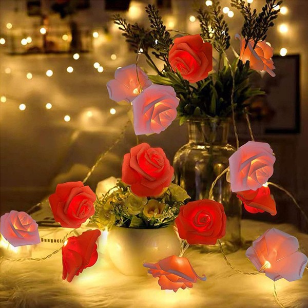 3.9 ft (3 m) 20 Flowers, Mood Creating! Rose Light, LED Illumination Light, Romantic Flowers, Rose Light, USB Powered, Valentine, Wedding, Proposal, Indoor/Outdoor, New Year, Store Decoration,