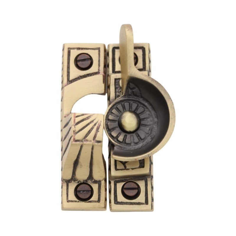 Victorian Style Window Sash Lock in Hand Highlighted Bronze