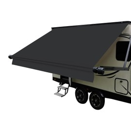 Dulepax RV Awning Fabric Replacement(20'2" Fabric) Upgrade 18.5oz Heavy Duty Vinyl RV Replacement Awning, Universal RV Canopy Replacement for All Trailer Motorhome Awning Brands Black