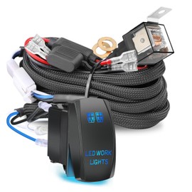 Nirider Wiring Harness 2 Lead, 12V 40A Rock Switch Relay Fuse Nylon Wiring Harness Kit for LED Light Bars Fog Lights Work Lights Driving Lights Offroad LED Pods Wire Kit for Truck UTV ATV Boat