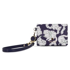 Paul & Joe ACCESSOIRES Paul & Joe Accesois 2 Sided Pass Case, Gipunune Ribbon Pass Case, Card Case, Cat Pattern, Wallet, Card Storage, Strap, Wallet, Nunette, Metal, NAVY