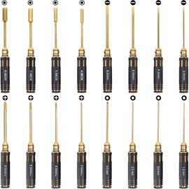 Buddy RC RC Hex Screwdriver Tools Kit 16 in 1 RC Hex Driver Set Titanium Nitride Coated RC Hex Nut Driver Tool For RC Car Helicopter（16PCS）