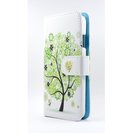 Thousand Eight(TM) For LG Volt LS740 Candy Dual-Use Flip PU Leather Wallet Pouch Case + [Free LCD Screen Protector Shield(Ultra Clear)+Touch Screen Stylus] (Wallet Pouch Green butterfly tree)