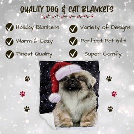 Pekingese Dog Blanket - Let it Snow - Super Soft & Warm Pet Theme for Sofa or Bed, Warm Fleece, Sherpa or Woven Material, for Dog Lovers BLNKT162751 (50x60 Sherpa)
