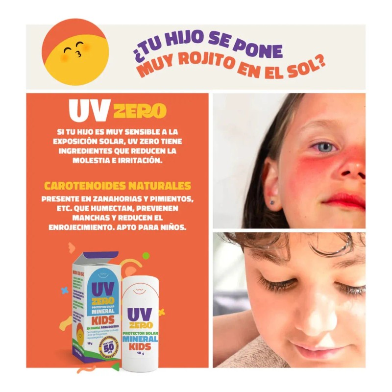 Protector Solar Mineral En Barra Uv Zero Para Niños Fps