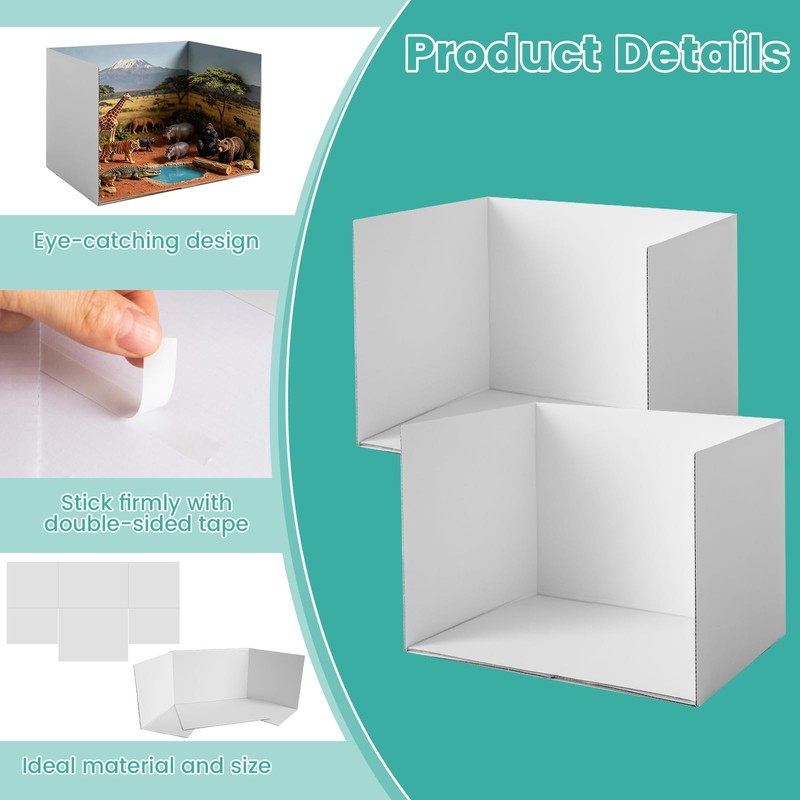 HEHIPLE 2 Pack Lengthen Cardboard Diorama Kit, 13 x 8.7