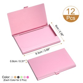 uxcell 12pcs Business Card Holder for Desk, Aluminum Alloy Business Name Card Organizer Desktop Card Rack Display Stand for Office Home Exhibition Meeting, 6 Colors