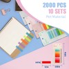 Pack of 2000 Sticky Notes, Sticky Notes Book Tabs Post