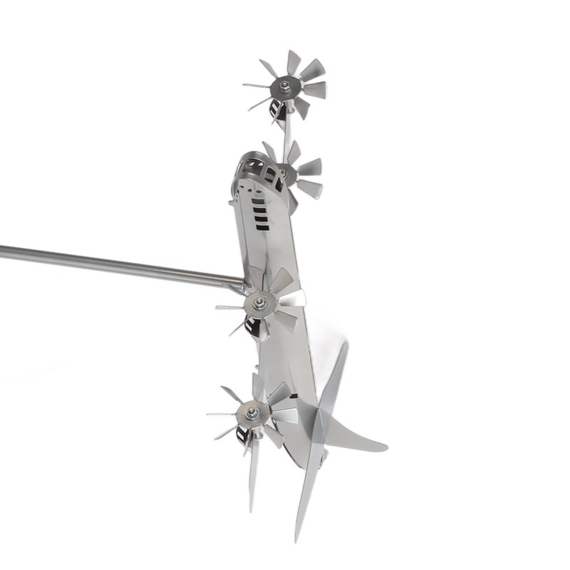 Aircraft Wind Sculpture Wind Powered Rotate Stainless Steel Airplane Windmill