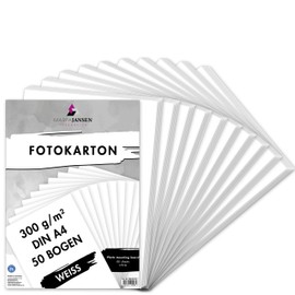 MarpaJansen Photo card in matt white, DIN A3 and A4, 50 sheets, 300 g/m² solid craft cardboard for cardboard and scrapbooks, Blue Angel certified