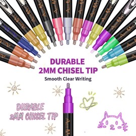 Hmeuest Glitter Pens, 16 Colours Outline Marker Pens, Metallic Glitter Pens with Double Line for Gift, Art Supplies, Scrapbook, Christmas Gifts for 4-12 Year Old Girls Kids, Teenage Girls