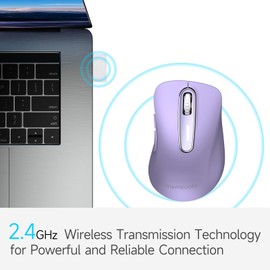 memzuoix - mouse inalámbrico de 2,4 G, 1400 DPI para computadora con receptor USB, portátil, inalámbrico, con batería, para portátil, PC, computadora, 5 botones (lila)