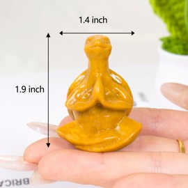 QLRSUXN Gold Stone Sea Turtle Meditation Crystal Yoga Sculpture,Hand Carved Healing Figurine Spiritual Decor Chakra Balancing Gift,Zen Statue for Home Office Decorations