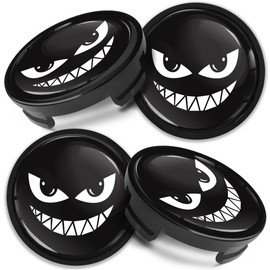 Biomar Labs 4 x 54 mm Hub Caps Compatible with Ford Wheel Centre Caps Hub Caps Alloy Wheels Black CF 62