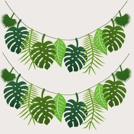 Hemasa Tropical Leaf Banner Hawaii Luau Party Leaves Garland Summer Beach Theme Wedding Birthday Party Decor