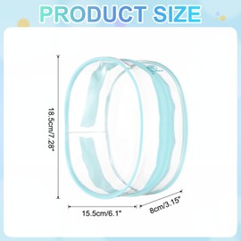 uxcell Figure Display Bag with Keychain, 6.1 x 3.1 x 7.3 Inch PVC Oval Portable Dolls Pouch Carrying Case Storage Bag Keychain Charm for Showing Off Boxes Dolls, Sky Blue