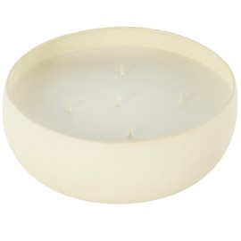 Deco 79 Metal Decorative Candle Tropical Fruit Medley Scented Textured 63oz 5 Wick Aromatherapy Candle with White Wax, Wax Aromatherapy Candle 9" x 9" x 3", Cream