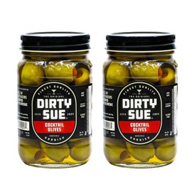 Dirty Sue Pimento Stuffed Olives - 16oz Mason Jar | Perfectly Stuffed with Premium Pimentos | Imported From The Finest Olive Regions | Perfect For Any Party or Charcutier Board