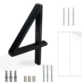 HASWARE Floating House Number Sign: 5 inch Modern Door Signage - Striking for Street Home Address Numerals (4, Black)