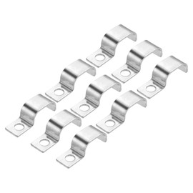 sourcing map 20 Pcs Pipe Strap, 304 Stainless Steel Pipe Support Strap Fit for 5/8in(16mm) Tube Strap Tension Clip with 1 Hole 8mm Height for Continuous Pipes EMT Conduit or Pipe Fixing