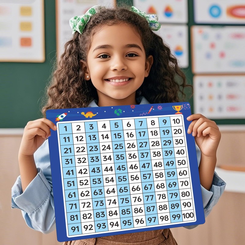 Dinggaogao 10 Packs Math Hundred Boards, Laminated Double Sided Number