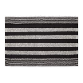 DII Woven Rag Rug Collection Recycled Yarn Cabana Stripe, 2x3', Black