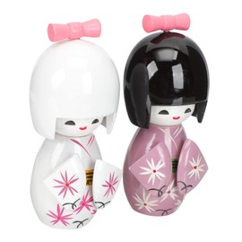 Toyvian 2pcs Kimono Doll Collector Doll Wooden Japanese Doll Japanese Female Figure Home Decoration Girl Doll Kimono Girl Home Crafts Japanese Traditional Crafts Japanese Decoration