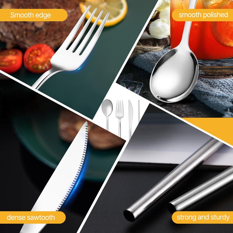 SUOXU Cutlery Set with Case,Stainless Steel Flatware Set 4-Piece Set:Knife