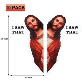 Paquete de 10 calcomanías de Jesús para coche, pegatinas de vinilo divertidas de Jesus I Saw That de 5.9 pulgadas, calcomanías impermeables para parachoques de Pascua, Navidad, decoración para camión, SUV, refrigerador, buzón de correo, portátil con 2 la