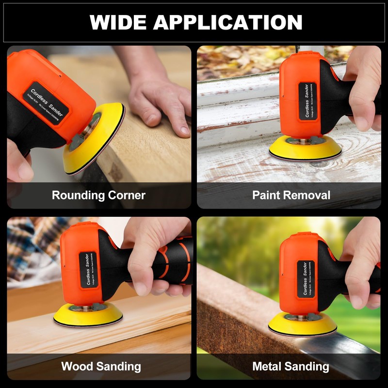 16.8V Cordless Electric Sander with 36PCS Sandpapers, 3500 RPM, 3.0Ah