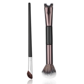 GEEHUA 2 Pcs Nose Contour Brush, 2-In-1 U-Shaped Brush Dual-End Makeup Brushes Fluffy Blending Brushes For Women Girls Nose Makeup Sculpting Defining