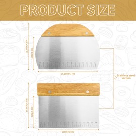 Zosenyer 2PCS Teigschaber Edelstahl, Teigkarte Set mit Rutschfestem Holzgriff, Pizzamesser Wiegemesser Ideal für das Schneiden von Teig, Brot, Kuchen, Gemüse,Pizza