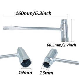 AUXBC 13 x 19mm T-Wrench, Steel Chainsaw Scrench Replacement, Combination Screwdriver and Wrench, Socket Wrench Adjustment Tool for Spark Plug(13 and 19mm)