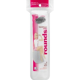 Swisspers Rondas de algodón 100% natural de alta calidad, hipoalergénicas, bolsas resellables, bolsa de 80 unidades