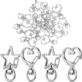 20 piezas Clips para Llaveros Forma de Corazón y Estrella Cierres Giratorios de Langosta Metálicos Plateados de Accesorios Multifuncionales para Bolsos y Joyería
