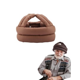 ZLXHDL Anti-fall Protective Helmet for Elderly, Thick Soft Protective Helmet for Seniors, Adjustable Head Protection Cap for Seniors (Khaki)
