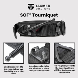Tactical Medical Solutions SOF Tactical Tourniquet, 1.5” Compression Band for Bleeding Control - Black