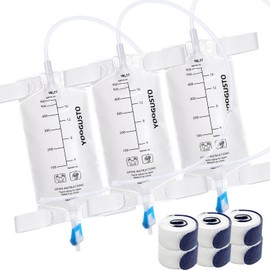 3 Pack Nephrostomy Bags 600ml with Soft 24 Inch Tube, Urine Drainage Bag Portable Fluid with Twist Valve and Adjustable Leg Straps