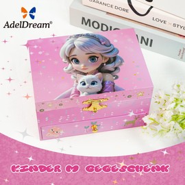 AdelDream Music Storage Box (A Girl Pendant) Music Jewellery Box 2 Pull Out Compartments Jewelry Music Jewelry Box Rotating Girl Jewelry Box Gift for Girls