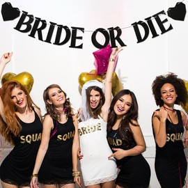 Bride or Die Banner - Spooky Till Death My Love Bridal Shower Party Decor, Till Death Do Us Party Banner, Funny Bachelorette Wedding Party Decorations Black Glitter