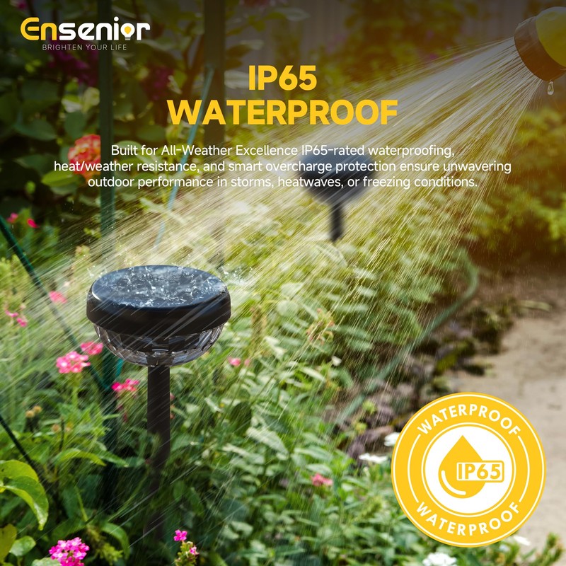 Ensenior 8-Pack Solar Lights Outdoor, Auto ON/Off 6500K LED Solar