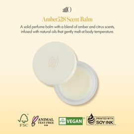 Amber528 Scent Balm, Vegan Solid Perfume Balm with Plant-Derived Formula, Yuzu Extract, Olive Oil and Hinoki Cypress Oil, Body Fragrance, Warm Amber Scent, Free from Silicone & Paraben (5g / 0.17 Oz)
