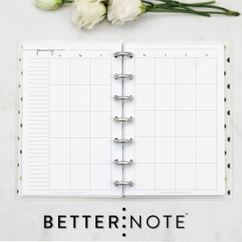 BetterNote Monthly Undated Calendar Refill for Disc Notebooks, Fits Levenger Circa, Happy Planner, Staples Arc, TUL, InkWell Press, IWP, MAMBI (7-Disc, 4.6”x7”, Modern)