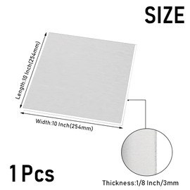 Feelers 1 PCS 6061 Aluminum Plate 1/8" Thickness x 10" x 10" Flat Sheet Metal, Aluminum Flat Bar Covered with Protective Film for Hand Craft, DIY, Processing