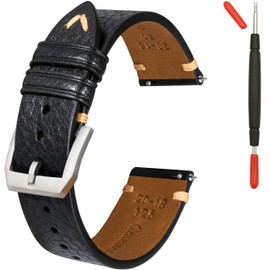 Genuine Leather Watch Band 18mm 19mm 20mm 21mm 22mm Replacement Band for Men and Women, High-Quality Genuine Cowhide, Includes Replacement Tool, Sweat-Resistant, Durable, Stylish, Suitable for