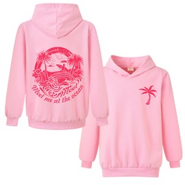 Xpialong Xpialong Gifts Pink Hoodie Palm Boys Girls Pullovers Hoodies Children's Tops Jumper (Pink,9-10 Years,9 Years,10 Years)