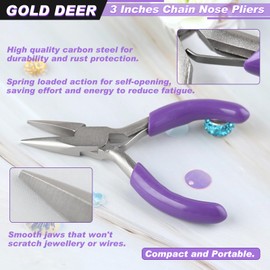 Gold Deer 3 Inch Mini Long Nose Pliers Chain Pliers Mini Precision Long Nose Pocket Pliers Mini Jewellery Pliers for Jewellery Making Bending Wire Small Object Grip DIY Crafts