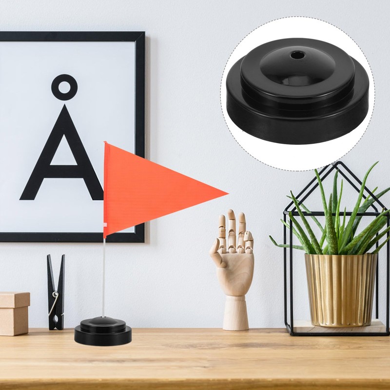 POPETPOP 6PCS Mini Desk Flag Holder Stands - Black Plastic